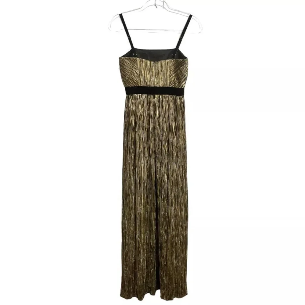 Gianni Bini Metallic Pleated Maxi Dress - Size 0